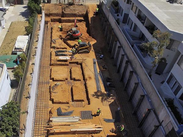 Excavated Footings in preparation for a Concrete Pour near Santa Monica, CA